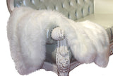Luxury Decorative White Faux Fur Throw Coral Rosemary