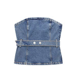 Blue Denim Corset Top Silver Sam