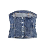 Blue Denim Corset Top Silver Sam