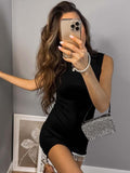 Sleeveless Pearl Knit Short Dress