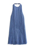 Tassels Halter Short Dress Silver Sam