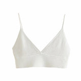 Ribbed Knit White Camis Top Silver Sam