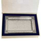 Soap Dispenser and Toothbrush Holder with Tray, Silver Crushed Diamond Coral Rosemary