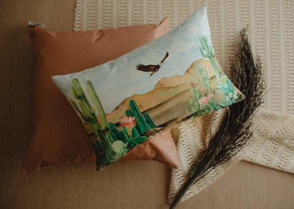 Desert Saguaro Cactus | Pillow Cover | 18x12 | Southwestern Desert |