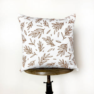 Brown Leaf Repeat Pattern | Throw Pillow Cover  | Baby Nursery Decor |