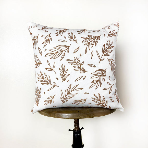 Brown Leaf Repeat Pattern | Throw Pillow Cover  | Baby Nursery Decor |