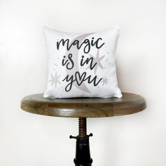 Magic is in You Moon and Stars | Throw Pillow Cover  | Baby Nursery Maroon Abderus