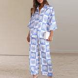 V-Neck Button Shirt & Pants Set