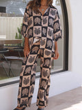 V-Neck Button Shirt & Pants Set