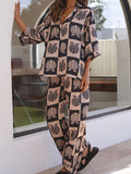 V-Neck Button Shirt & Pants Set