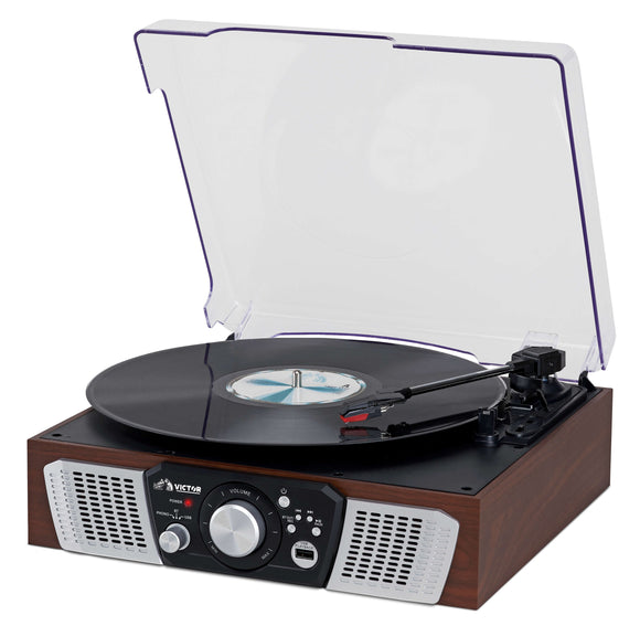 Victor Lakeshore 5-in-1 Hybrid Bluetooth Turntable System w USB and RC