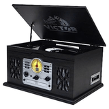 Victor State 7-in-1 Wood Music Center with 3-Speed Turntable and Dual