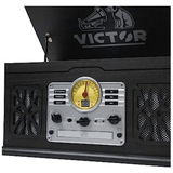 Victor State 7-in-1 Wood Music Center with 3-Speed Turntable and Dual