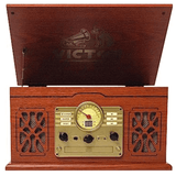 Victor State 7-in-1 Wood Music Center with 3-Speed Turntable and Dual