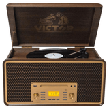 Victor Monument 8-in-1 Wood Music Center with 3-Speed Turntable & Dual