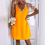 Sexy Sequins Lace Short Sleeves Dress Silver Sam