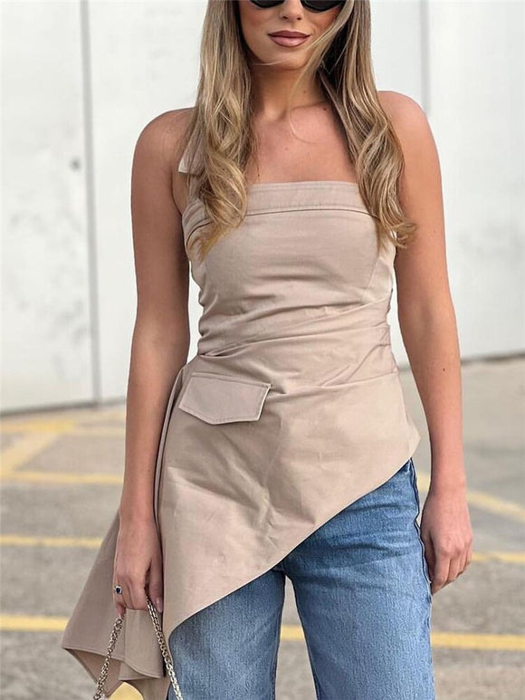 Irregular Halter Top Silver Sam