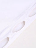Sexy White Hollow Out Straight Pants