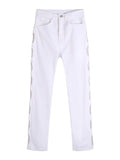 Sexy White Hollow Out Straight Pants