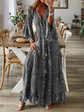 Bohemian Floral Print Long Sleeve Dress Silver Sam