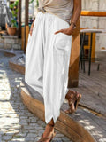 Casual Cotton Linen Pants Sweatpants Loose Pocket Cargo Pants