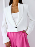 Lapel V Jackets Long Sleeve Solid Loose Buttoned Outwear Blazer Silver Sam