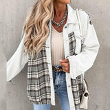 Denim Plaid Button Jacket Silver Sam