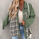 Denim Plaid Button Jacket Silver Sam