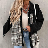 Denim Plaid Button Jacket Silver Sam
