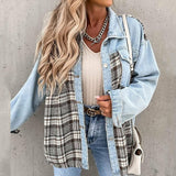 Denim Plaid Button Jacket Silver Sam