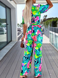 Lantern Sleeve Deep V-Neck Top & Pants Set