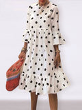Polka Dot Ruffle Party Dress Summer Casual A-Line Dress Silver Sam