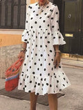 Polka Dot Ruffle Party Dress Summer Casual A-Line Dress Silver Sam