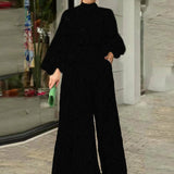 Print Long Sleeve Jumpsuit Office Lady Elegant O Neck Shirt Romper Silver Sam