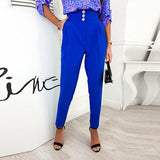 Slim High Waist Button Pencil Pants Silver Sam