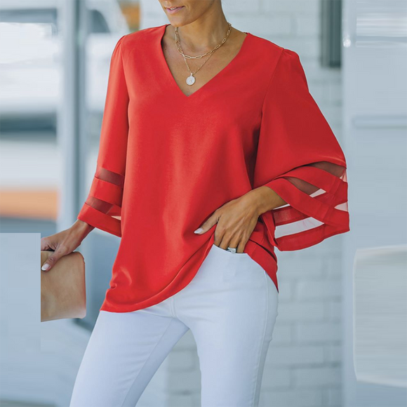 Hollow Out Long Sleeve Blouse