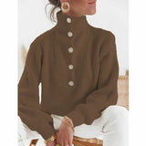 Casual Long Sleeve Button Warm Pullover Tops Silver Sam