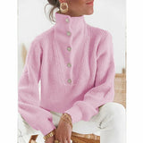 Casual Long Sleeve Button Warm Pullover Tops Silver Sam