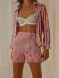 Floral Printed Lapel Shirt & Shorts