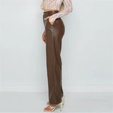 High Waist Faux Leather Pants Streetwear