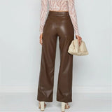 High Waist Faux Leather Pants Streetwear