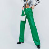 High Waist Faux Leather Pants Streetwear