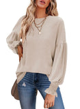 Long Lantern Sleeve Pleated Loose Top