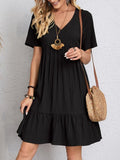 Bohemian V Neck Lace Up Stitching Midi Dress Silver Sam