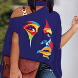 Loose Hollow Out Halter Short Batwing Sleeve Blouse Silver Sam