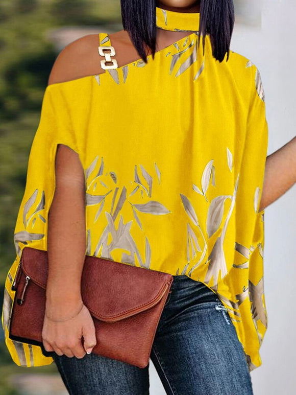 Loose Hollow Out Halter Short Batwing Sleeve Blouse