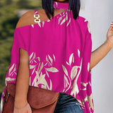 Loose Hollow Out Halter Short Batwing Sleeve Blouse Silver Sam