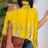 Loose Hollow Out Halter Short Batwing Sleeve Blouse Silver Sam