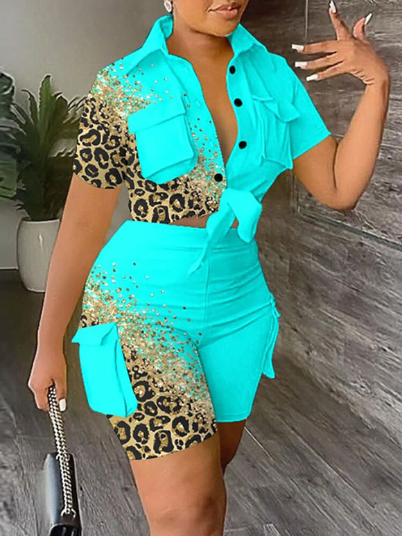 Single-Breasted Top & Shorts Set