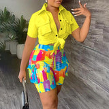 Single-Breasted Top & Shorts Set